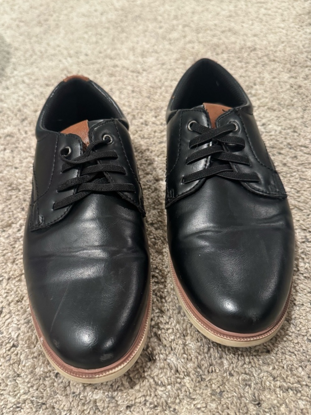 Mix No. 6 Black Leather Derby Shoes with Tan Trim